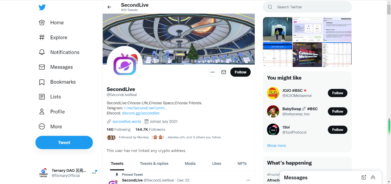 币安投资项目SecondLive撸空投