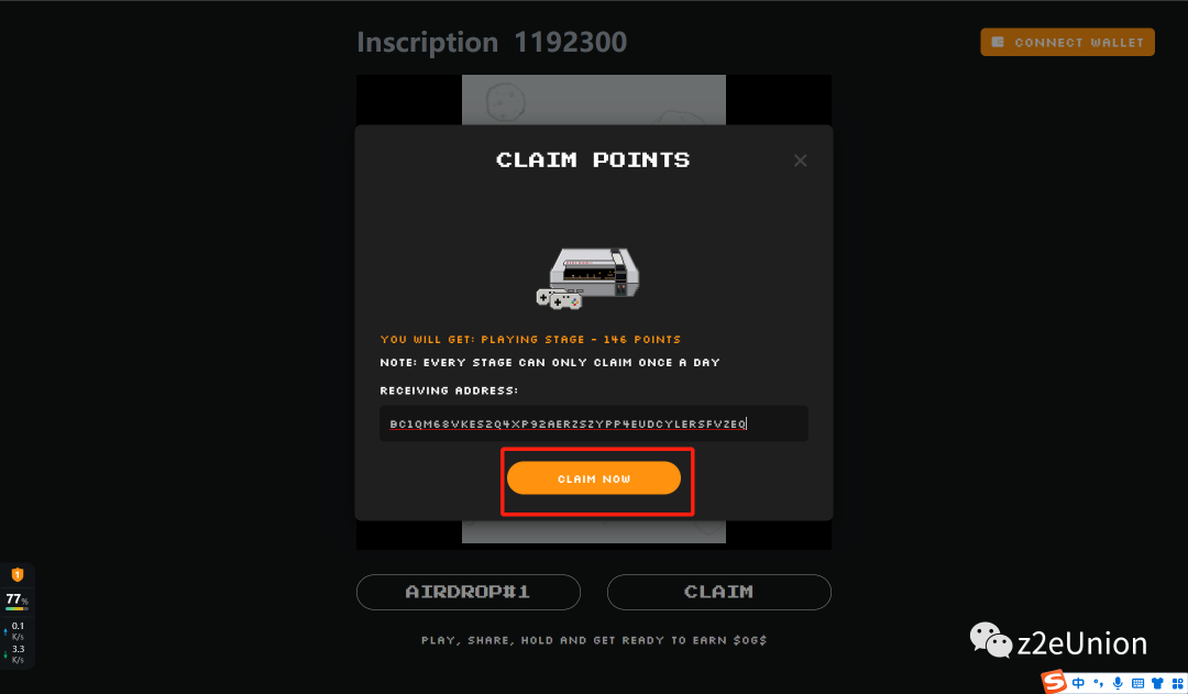 零撸BTC链上首个gamfi游戏OrdzGames积分token