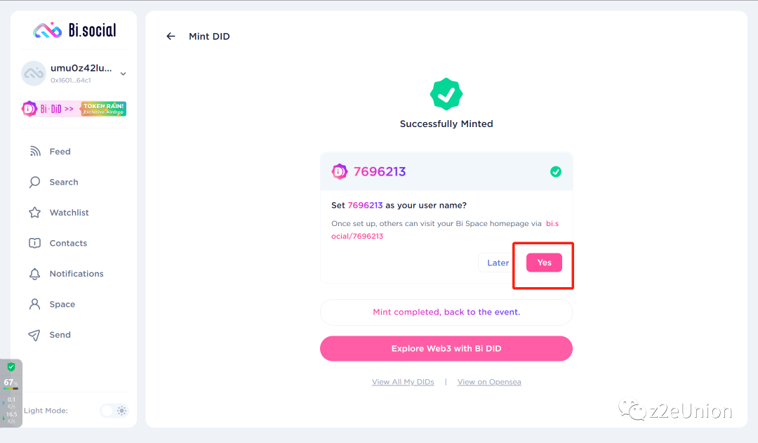 Bi.social 平均瓜分10000token
